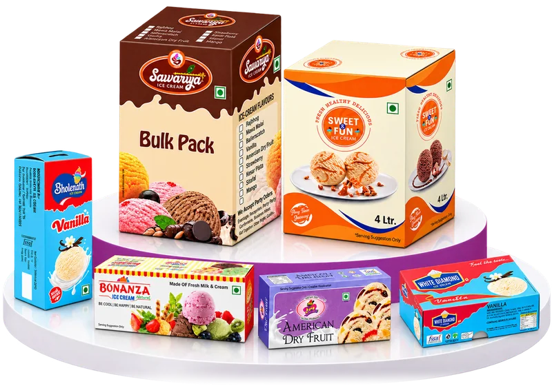Family packs and bulk packs on a display podium